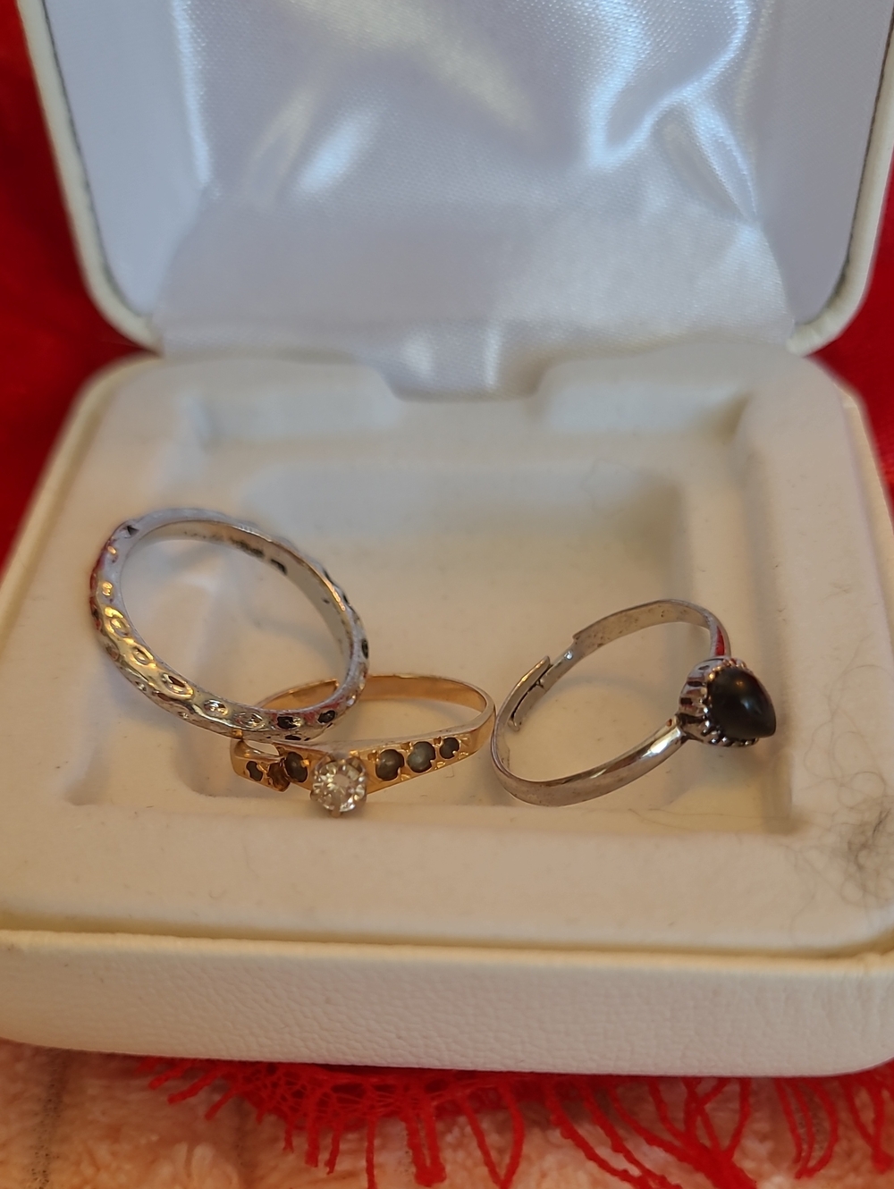 Sterling Silver and Gold ? Women's Ring Set with Black Onyx Teardrop, 1 Is .25ct